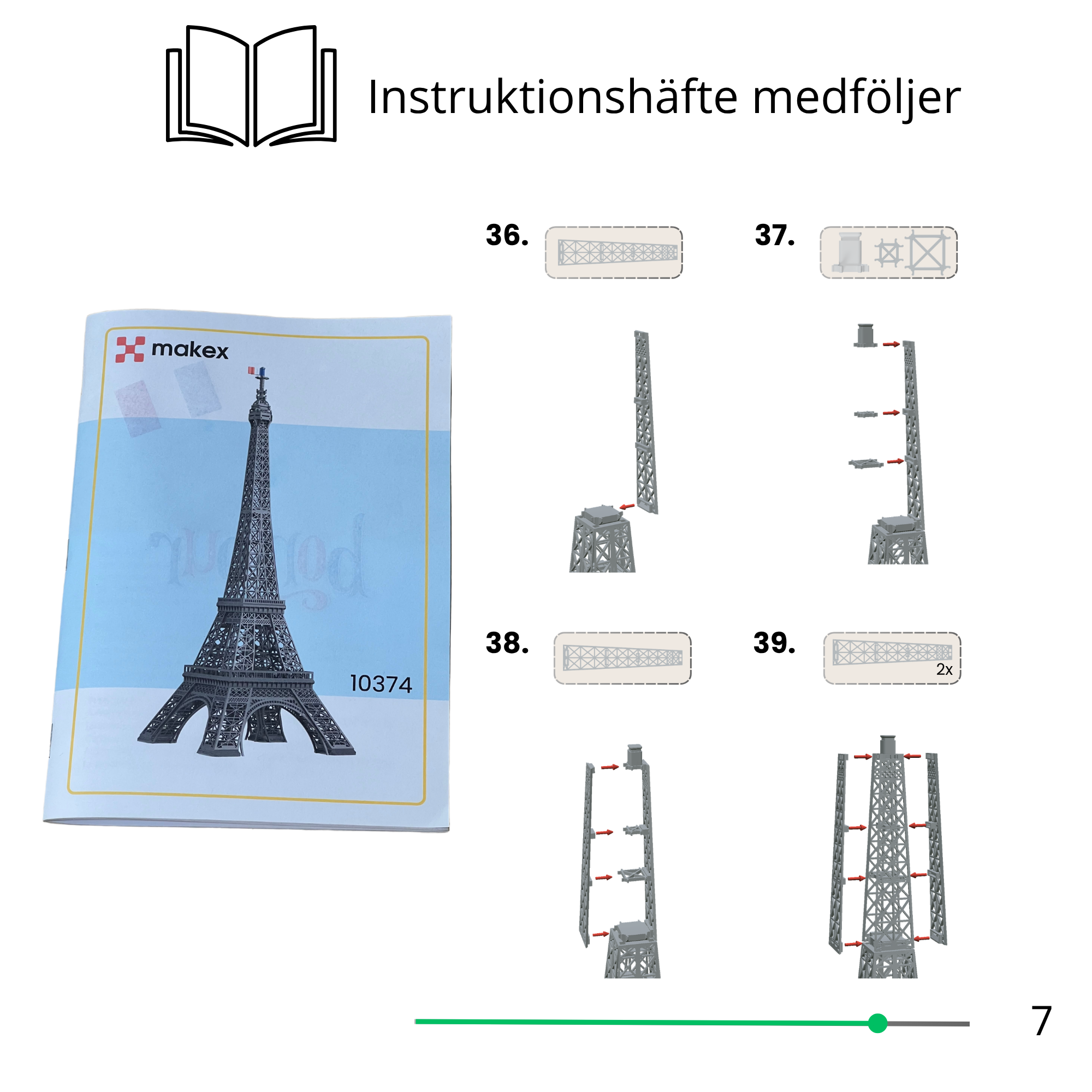 Eiffeltornet Byggsats hop-klickbar 66 cm hög (Skala 1:500) – Set 10374 | MAKEX